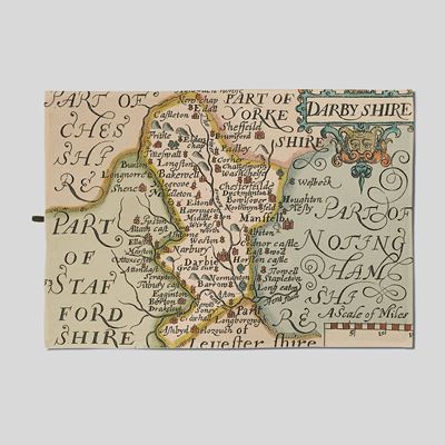 Christopher Saxton Derbyshire Map Tea Towel