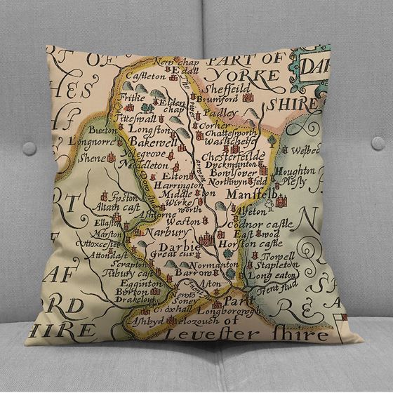 Christopher Saxton Derbyshire Map Cushion